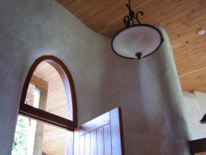 Straw bale walls finished with lime plaster